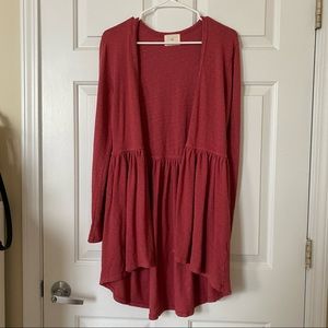 Pink peplum cardigan